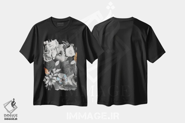 تیشرت مشکی طرح دار آفتابگردان ۱۵، تزئینی اثر ادسون راموس | فروشگاه ایماژ