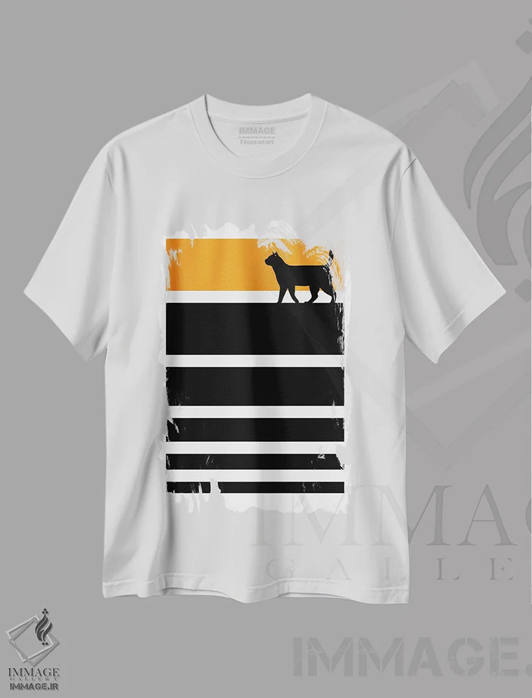 تیشرت سفید طرح دار گربه گرافیکی، تزئینی اثر ادسون راموس | immage.ir