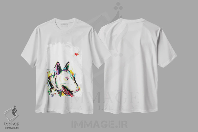 تیشرت سفید طرح دار بول تریر انتزاعی، هنر دیجیتال اثر ادسون راموس | فروشگاه ایماژ