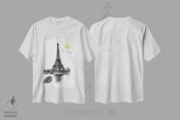 تیشرت سفید طرح دار هنر مینیمالیستی برج ایفل، تزئینی اثر ادسون راموس | immage.ir