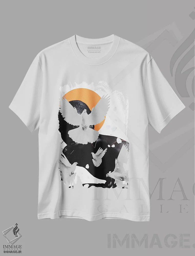 تیشرت سفید طرح دار کبوترها، هنر آمریکایی آفریقایی تبار اثر ادسون راموس | immage.ir