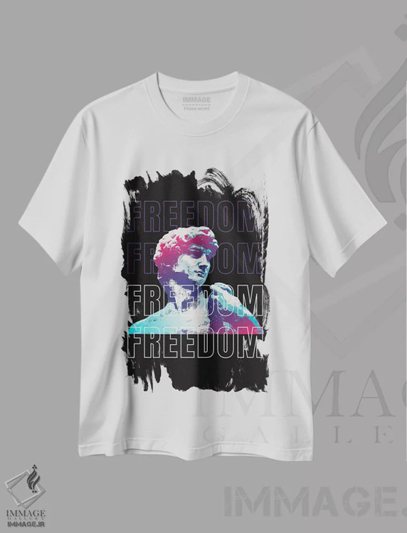 تیشرت سفید طرح دار تندیس آزادی پاپ، هنر دیجیتال اثر ادسون راموس | immage.ir