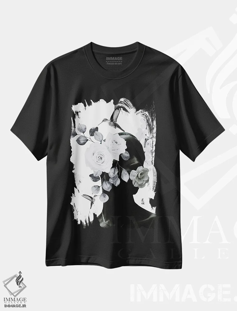 تیشرت مشکی طرح دار کلاژ زیبایی سیاه، هنر آمریکایی آفریقایی تبار اثر ادسون راموس | immage.ir
