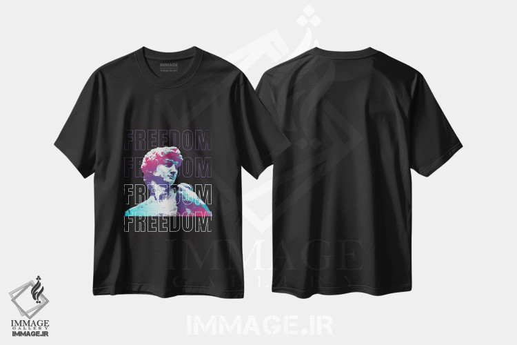 تیشرت مشکی طرح دار تندیس آزادی پاپ، هنر دیجیتال اثر ادسون راموس | فروشگاه ایماژ