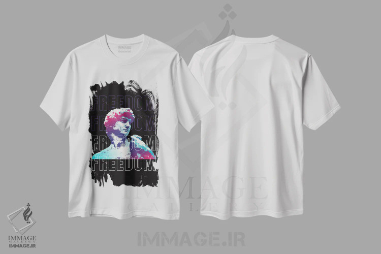 تیشرت سفید طرح دار تندیس آزادی پاپ، هنر دیجیتال اثر ادسون راموس | immage.ir