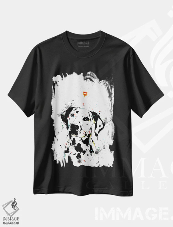 تیشرت مشکی طرح دار سگ دالماتین، هنر دیجیتال اثر ادسون راموس | فروشگاه ایماژ