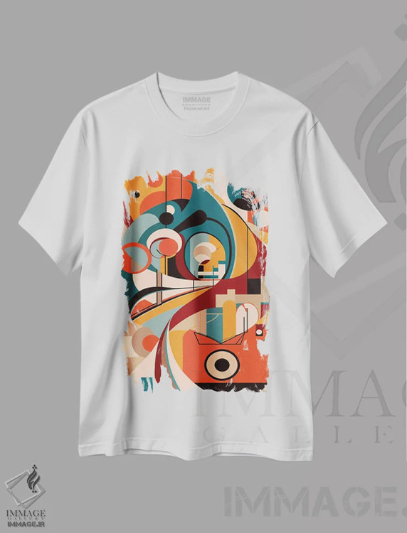 تیشرت سفید طرح دار نقاشی انتزاعی اثر ادسون راموس | فروشگاه ایماژ