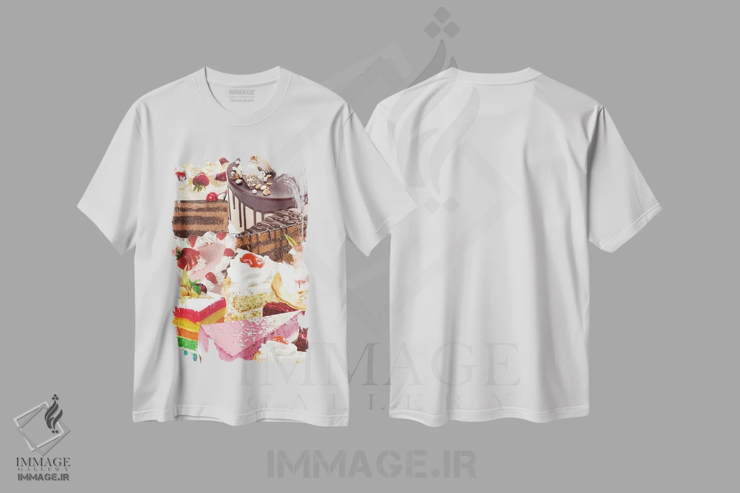 تیشرت سفید طرح دار کیک های رترو، تزئینی اثر ادسون راموس | immage.ir