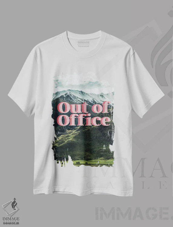 تیشرت سفید طرح دار خارج از دفتر، هنر دیجیتال اثر ادسون راموس | فروشگاه ایماژ