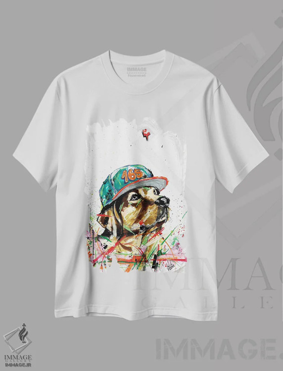 تیشرت سفید طرح دار سگ گلدن رتریور، هنر دیجیتال اثر ادسون راموس | فروشگاه ایماژ