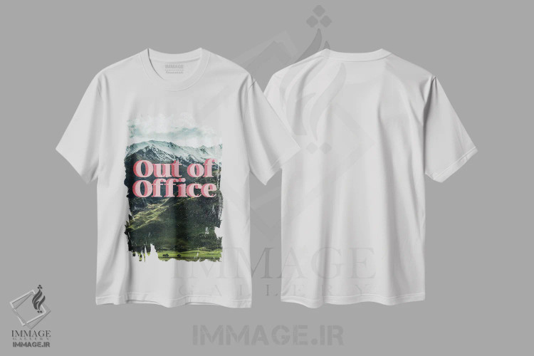 تیشرت سفید طرح دار خارج از دفتر، هنر دیجیتال اثر ادسون راموس | فروشگاه ایماژ