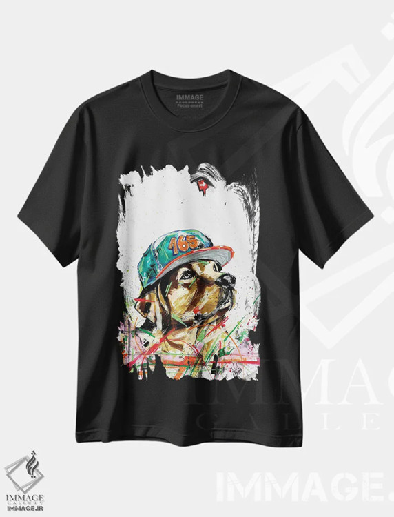 تیشرت مشکی طرح دار سگ گلدن رتریور، هنر دیجیتال اثر ادسون راموس | immage.ir
