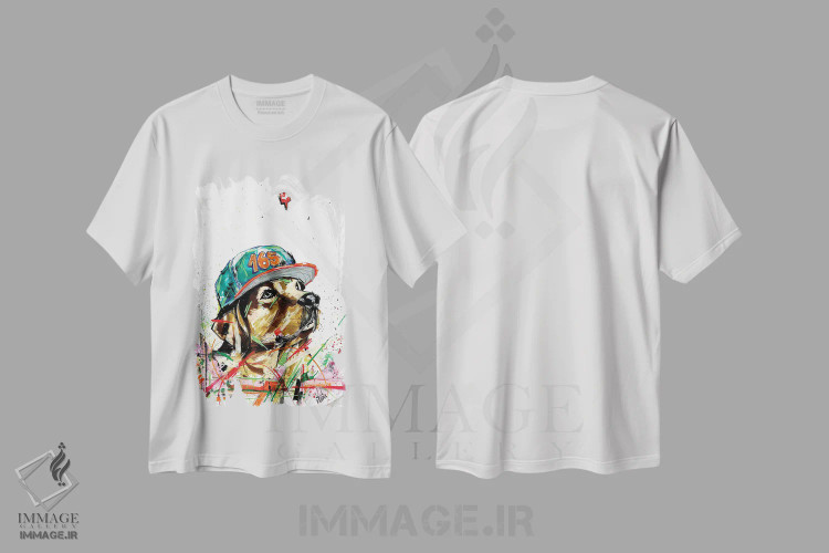 تیشرت سفید طرح دار سگ گلدن رتریور، هنر دیجیتال اثر ادسون راموس | فروشگاه ایماژ