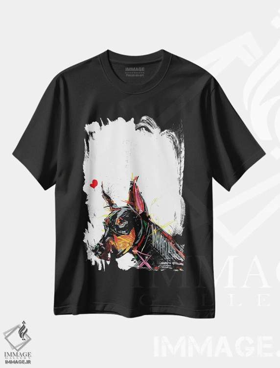 تیشرت مشکی طرح دار سگ دوبرمن، هنر دیجیتال اثر ادسون راموس | فروشگاه ایماژ