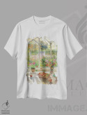 تیشرت سفید طرح دار میوه و گل های پاییزی، هنر فاخر کلاسیک اثر تیموتی ایستون | immage.ir
