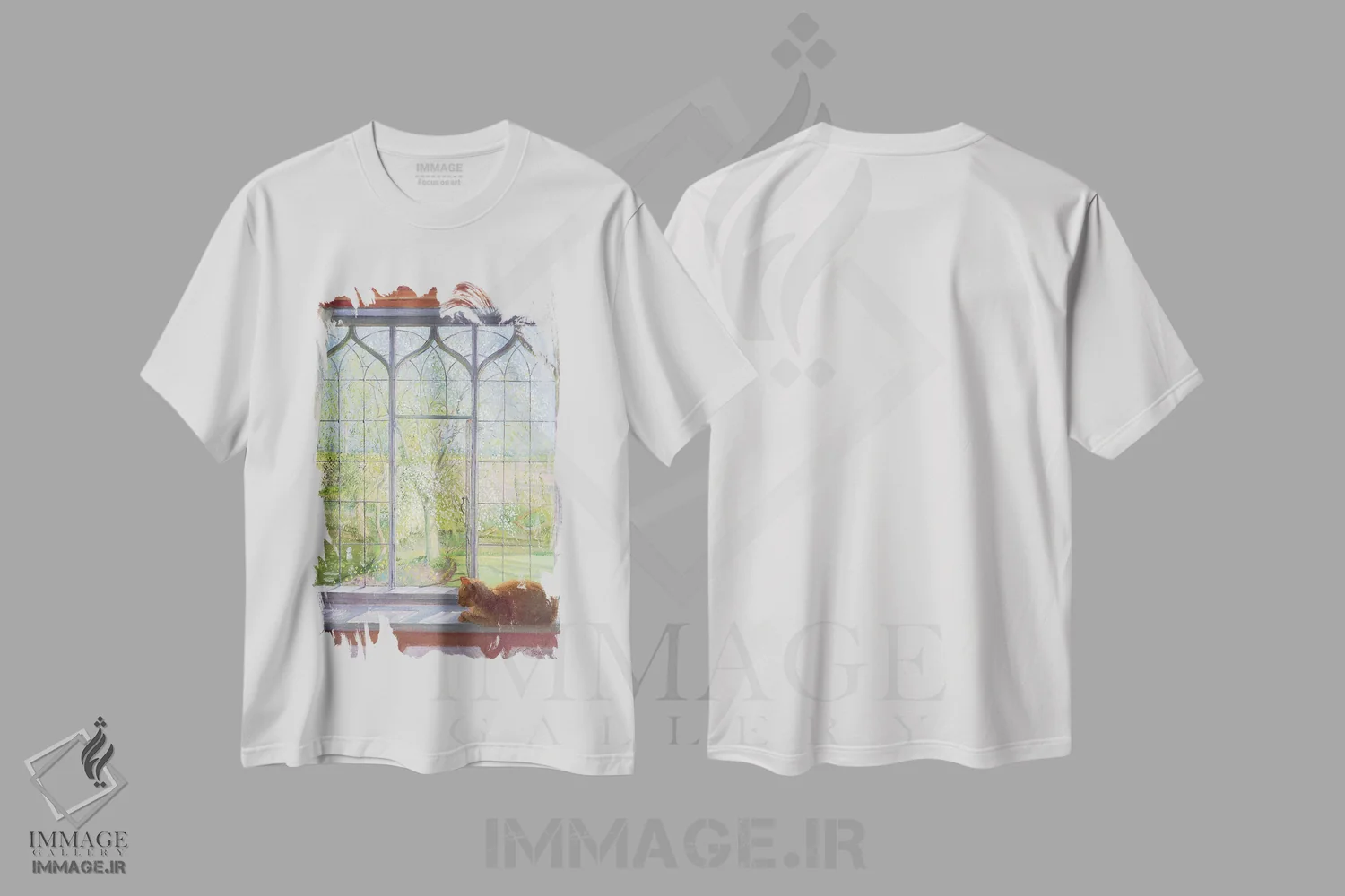 تیشرت سفید طرح دار پنجره در بهار، هنر فاخر کلاسیک اثر تیموتی ایستون | immage.ir