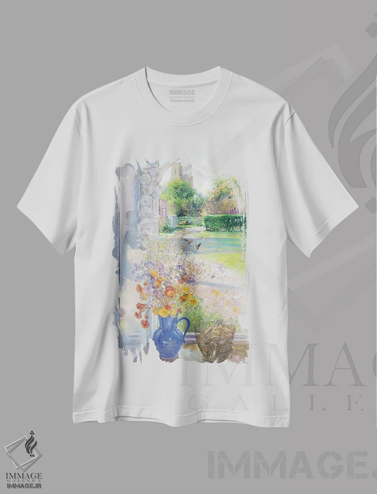 تیشرت سفید طرح دار زندگی بی حرکت پاییزی، هنر فاخر کلاسیک اثر تیموتی ایستون | فروشگاه ایماژ