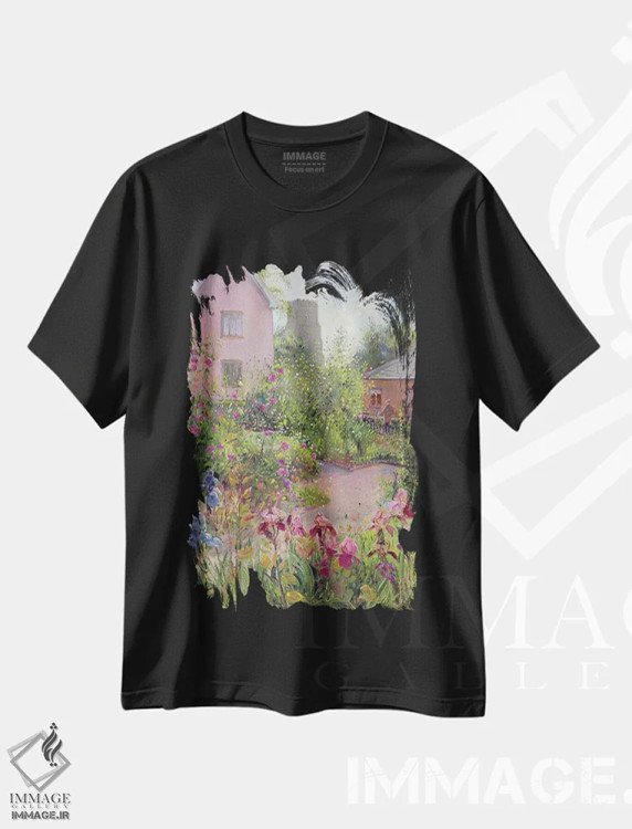 تیشرت مشکی طرح دار باغچه گیاهان دارویی در ظهر، هنر فاخر کلاسیک اثر تیموتی ایستون | immage.ir