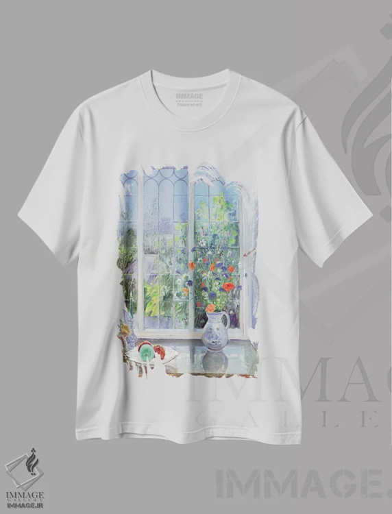 تیشرت سفید طرح دار گل های مهتابی، ۱۹۹۱، هنر فاخر کلاسیک اثر تیموتی ایستون | immage.ir