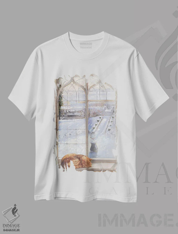 تیشرت سفید طرح دار خوابیده، ۱۹۹۶، هنر فاخر کلاسیک اثر تیموتی ایستون | فروشگاه ایماژ