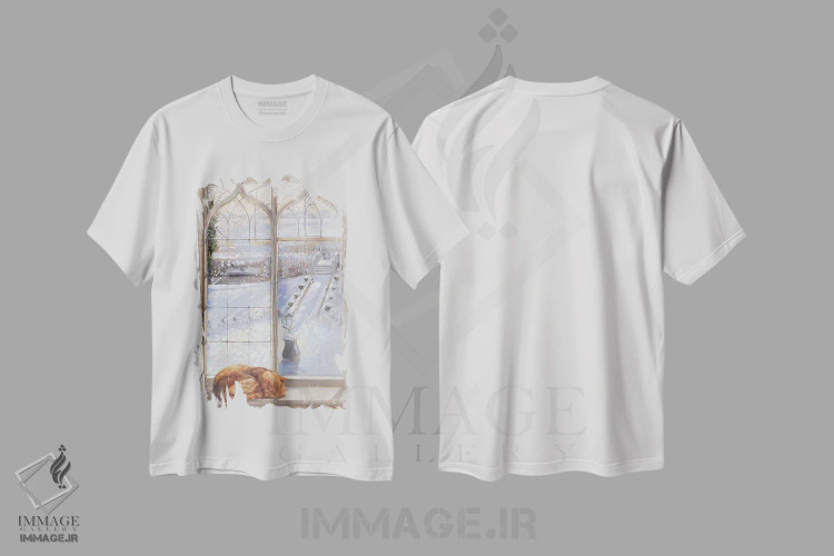 تیشرت سفید طرح دار خوابیده، ۱۹۹۶، هنر فاخر کلاسیک اثر تیموتی ایستون | فروشگاه ایماژ