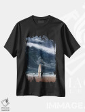 تیشرت مشکی طرح دار فاجعه موج سواری، هنر فاخر معاصر اثر اوگنی سولویف | فروشگاه ایماژ