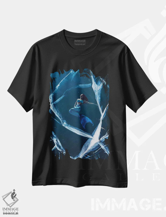 تیشرت مشکی طرح دار پری دریایی یخی، هنر فاخر معاصر اثر اوگنی سولویف | فروشگاه ایماژ