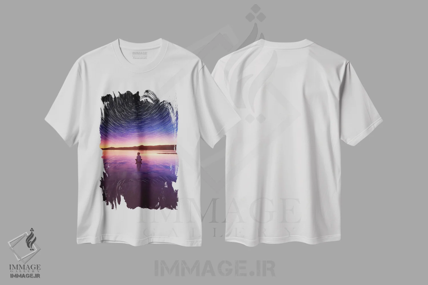 تیشرت سفید طرح دار تحت الشعاع، عکاسی ترکیبی اثر اوگنی سولویف | فروشگاه ایماژ