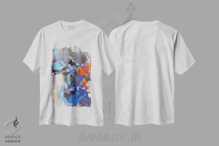 تیشرت سفید طرح دار اتود ۴، آبستره اثر النا شرایبمن | فروشگاه ایماژ