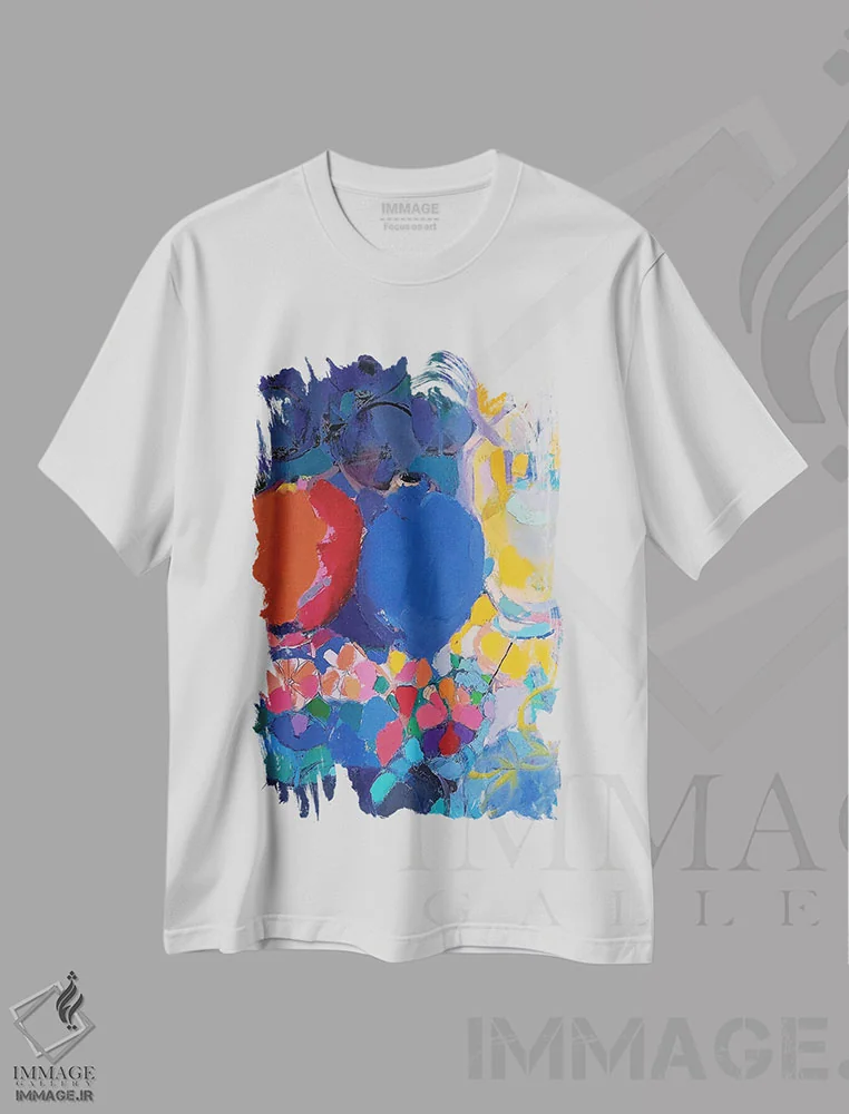 تیشرت سفید طرح دار کتان اثر النا شرایبمن | immage.ir