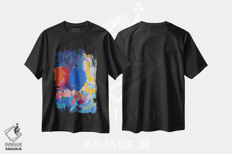 تیشرت مشکی طرح دار کتان اثر النا شرایبمن | فروشگاه ایماژ