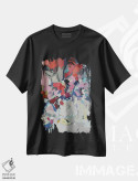 تیشرت مشکی طرح دار رنگ های وحشی در یک گلدان، آبستره اثر النا شرایبمن | فروشگاه ایماژ