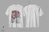تیشرت سفید طرح دار رنگ های وحشی در یک گلدان، آبستره اثر النا شرایبمن | immage.ir