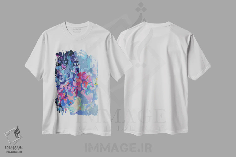 تیشرت سفید طرح دار گل ها بر زمینهٔ تیره، آبستره اثر النا شرایبمن | immage.ir