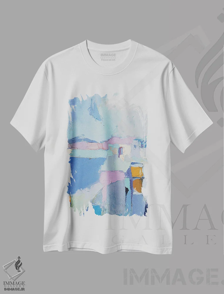 تیشرت سفید طرح دار ساحلی اثر النا شرایبمن | immage.ir