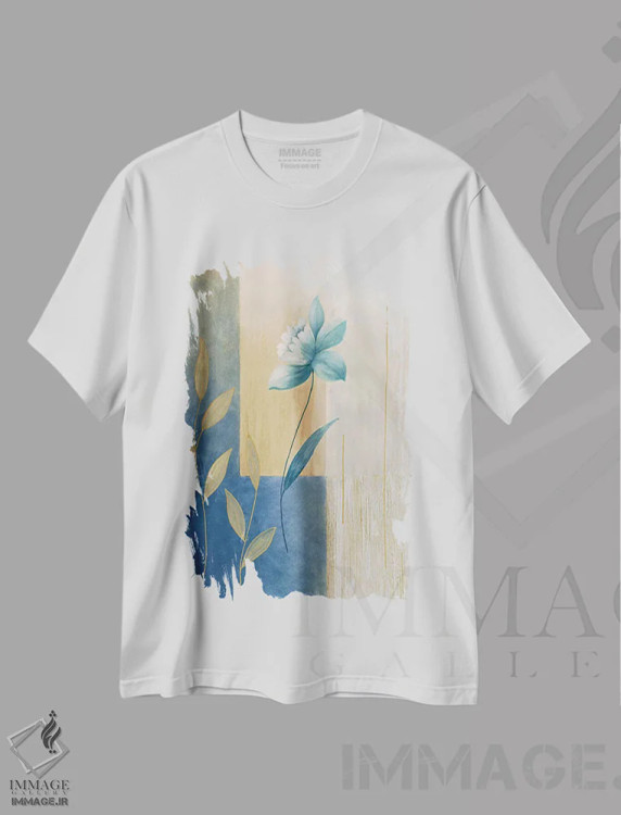 تیشرت سفید طرح دار گل های آبی ۲، دکور معاصر اثر اتین بونار | immage.ir