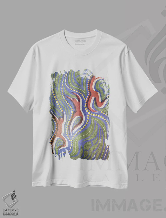 تیشرت سفید طرح دار رقص در شب، آبستره اثر فایو بای فایو کالکتیو | فروشگاه ایماژ