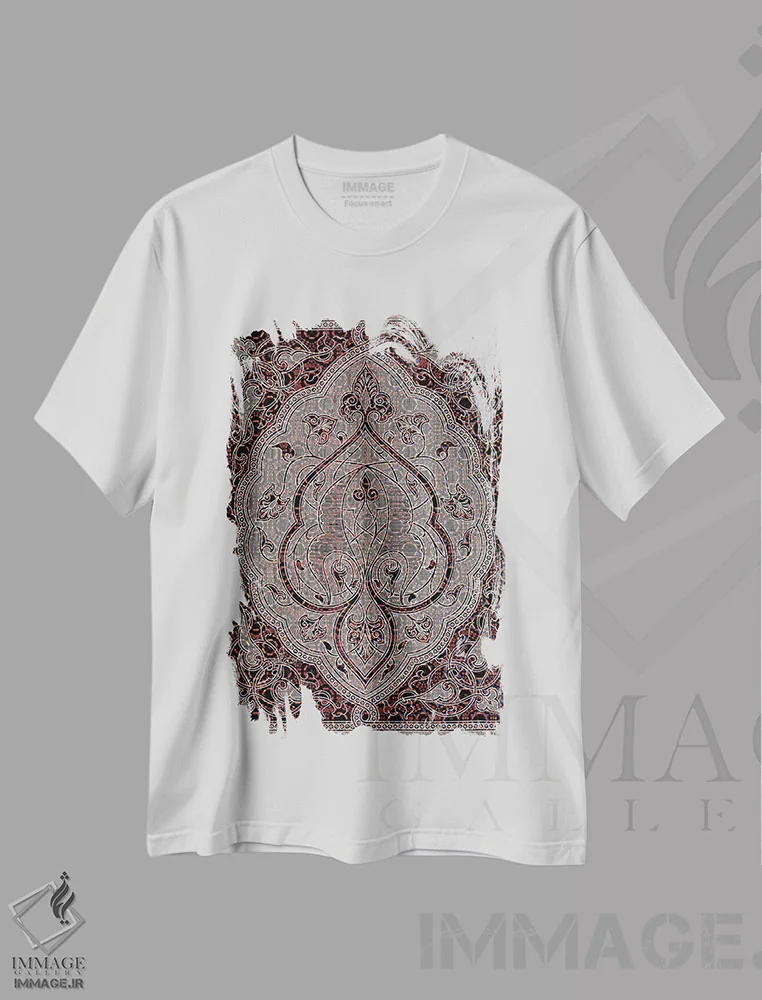 تیشرت سفید طرح دار عمق ساختارمند، دکور آسیایی اثر فایو بای فایو کالکتیو | فروشگاه ایماژ
