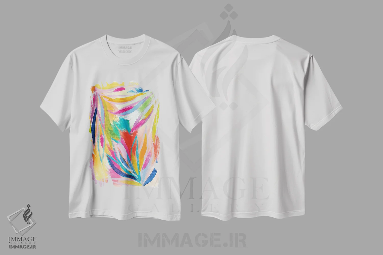 تیشرت سفید طرح دار نخل پراکنده سوم، آبستره اثر اتاوی | immage.ir