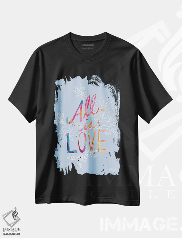تیشرت مشکی طرح دار همه چیز عشق است، مدیوم اثر اتاوی | فروشگاه ایماژ