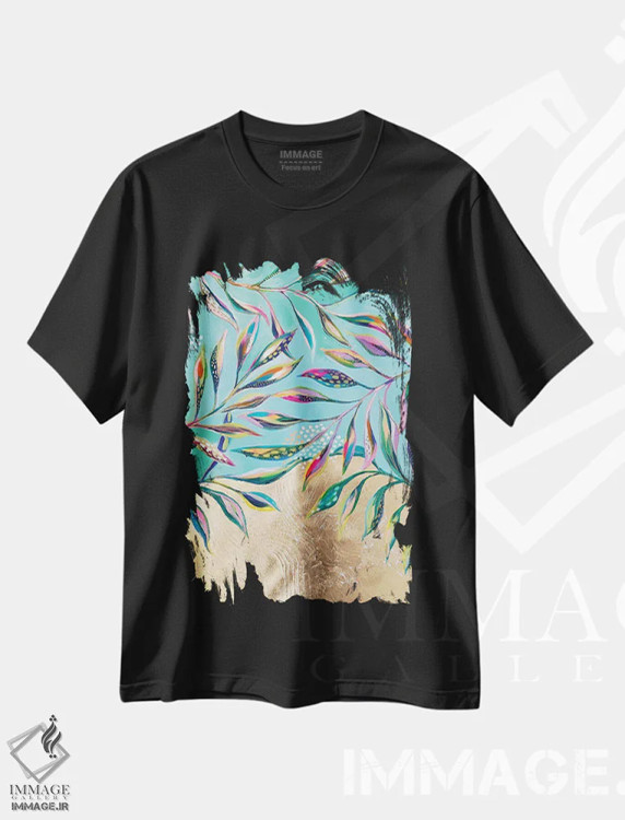 تیشرت مشکی طرح دار لحظه ای آرام، مدیوم اثر اتاوی | immage.ir