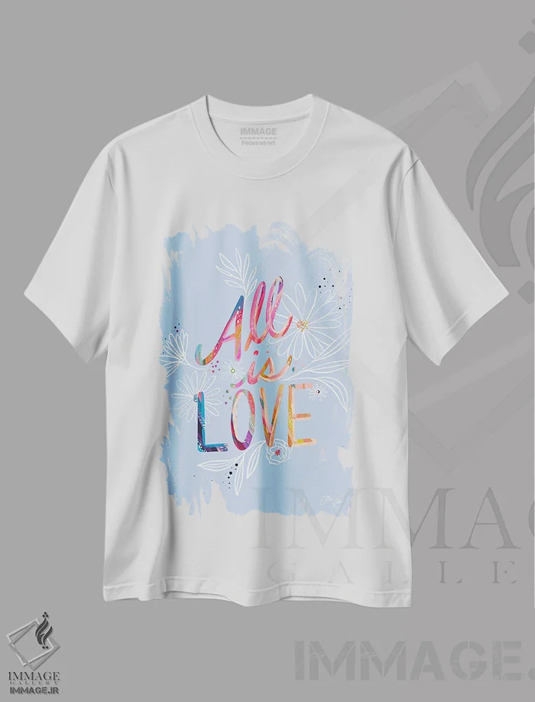 تیشرت سفید طرح دار همه چیز عشق است، مدیوم اثر اتاوی | immage.ir