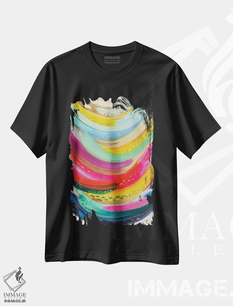 تیشرت مشکی طرح دار ضربات قلم ۱۳۶ اثر اتاوی | immage.ir