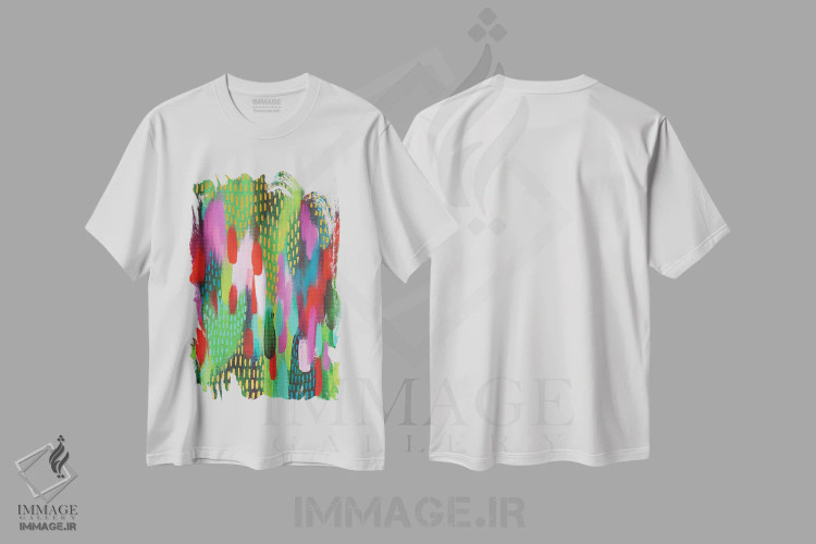 تیشرت سفید طرح دار ضربات قلم ۱۴۵ اثر اتاوی | immage.ir