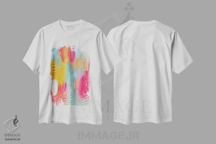 تیشرت سفید طرح دار ضربات قلم ۱۶۷ اثر اتاوی | فروشگاه ایماژ