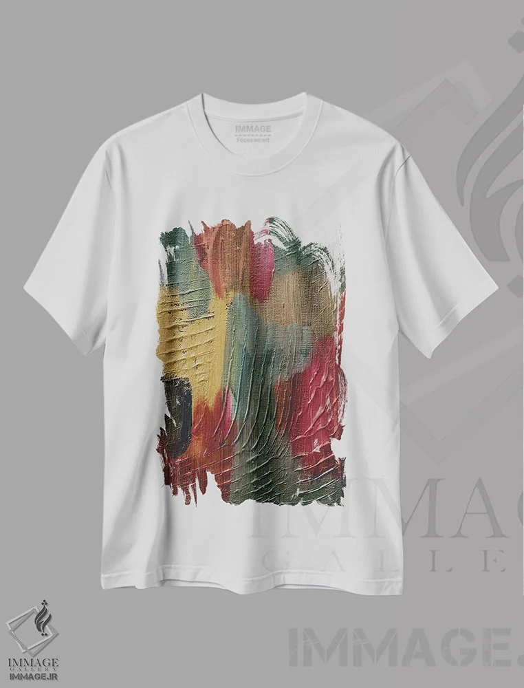 تیشرت سفید طرح دار ضربات قلم ۱۶۸ اثر اتاوی | immage.ir