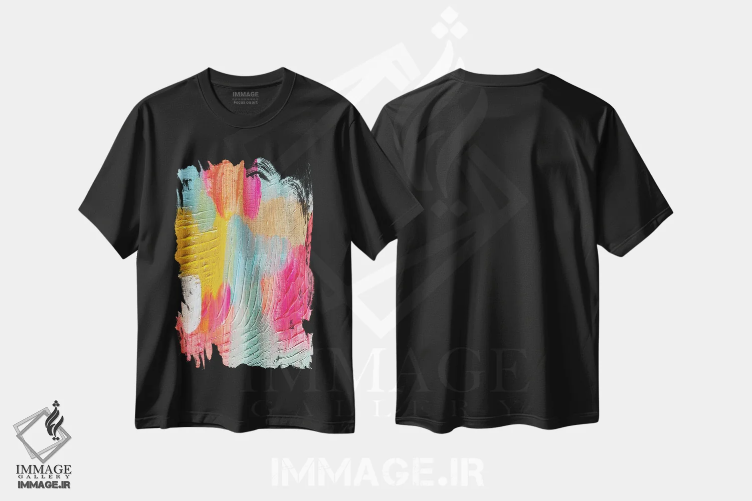 تیشرت مشکی طرح دار ضربات قلم ۱۶۷ اثر اتاوی | immage.ir