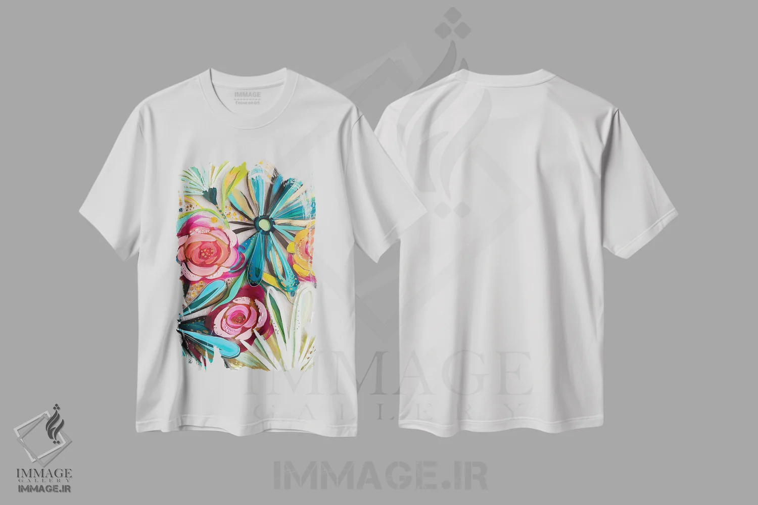 تیشرت سفید طرح دار گل ها روی شیشه II، مدیوم اثر اتاوی | immage.ir