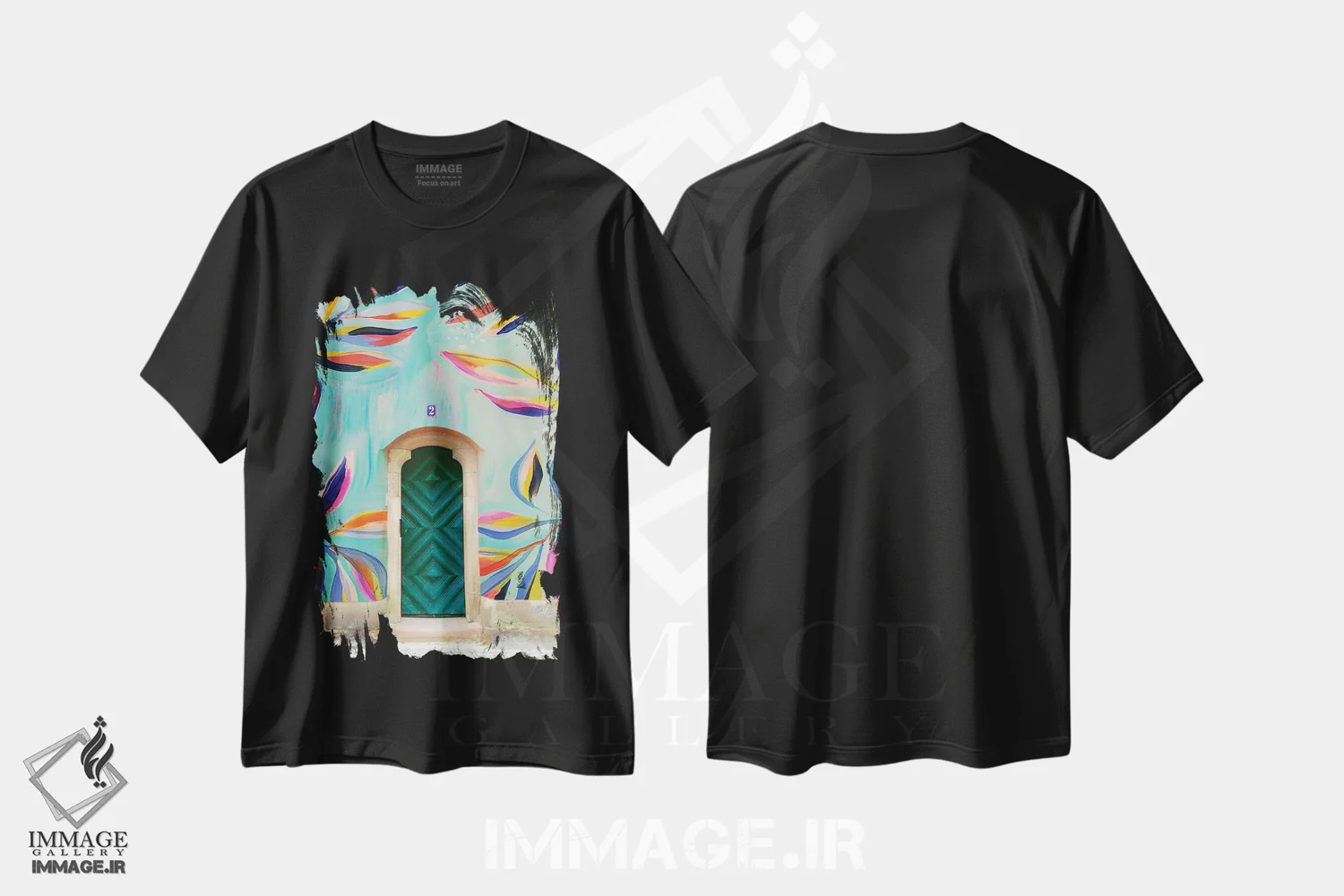 تیشرت مشکی طرح دار خانه خوشبخت هفتم، دکور بوهمی اثر اتاوی | فروشگاه ایماژ