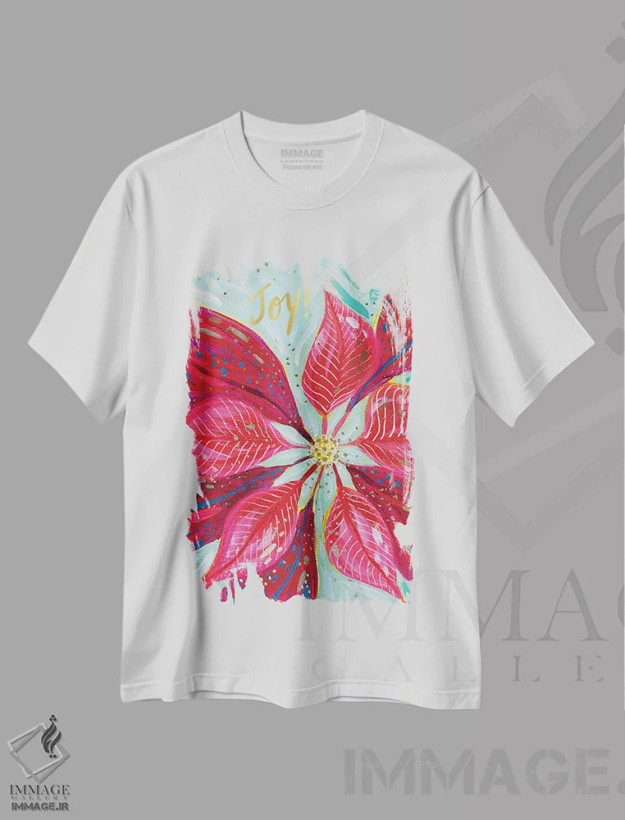 تیشرت سفید طرح دار شادی بنت قنسول، تابلو و عبار ت های کریسمسی اثر اتاوی | فروشگاه ایماژ